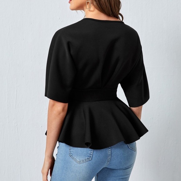 Boho Purple Plunging Neck Babydoll Top Chic Sexy - Picture 4 of 12